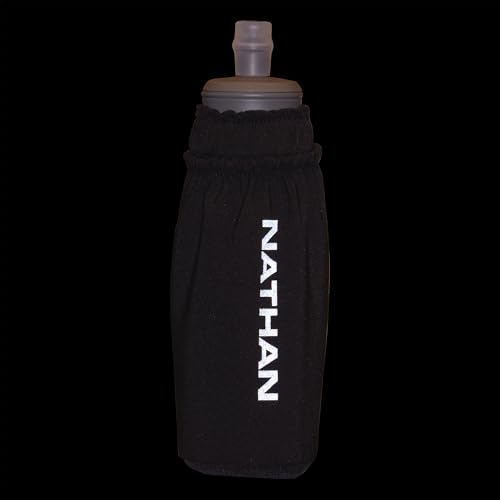 Nathan Pinnacle 14 oz Soft Flask Handheld Water Bottle, BPA-Free with Bite Valve, Black, OSFM - color: Black, style: 14oz