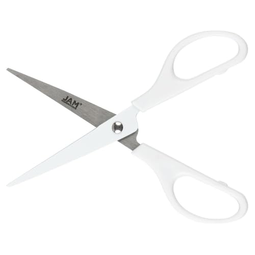 JAM PAPER Arts & Crafts Scissors - 6 3/4 Inch - White - Ergonomic Handle & Stainless Steel Pointed Tip Blades - Sold Individually - color: White, size: Craft (6.75 Inch)