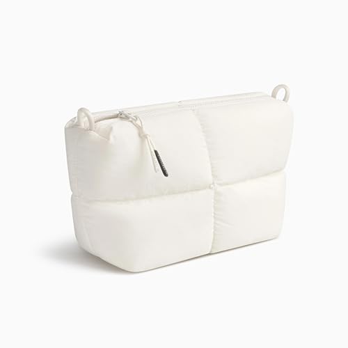 Comfyable Puffy Electronics Organizer Travel Case, Cute Tech Pouch for Women Men, Cable Storage Bag for Charger, Phone, Power Bank, Cord, Compact Tech Accessories Pouch, Rice - color: Rice
