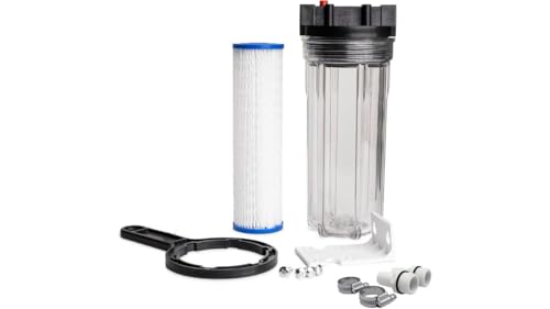 Cold Plunge Water Filter System, 10" Housing with 3/4" NPT Ports, 1×50 Micron Pleated Filters, Mounting Kit & Wrench, Inline Sediment Filtration for Ice Baths, Whole House, Pool or Spa Use - style: Housing + 1 Filter