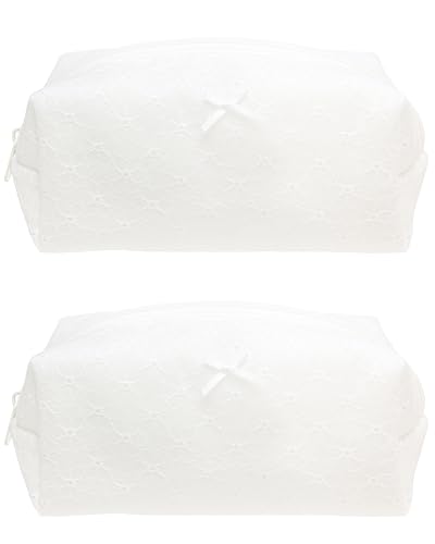 Cozy Makeup Bag for Women,Zipper Cosmetic Pouch,Embroidery Floral,2 Pack - color: Embroidery Floral