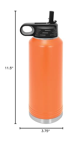 Polar Camel 40 oz Stainless Steel Water Bottle with Flip Top Lid and Straw (Orange) - color: Orange