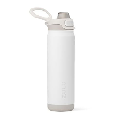 ZULU Powerfill Pro 24oz Stainless Steel Sip or Chug Water Bottle, White Monochrome - color: White, style: 24oz