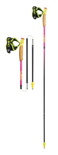 LEKI Ultratrail FX.One Superlite Trekking Poles | Carbon, Foldable, Ultralight Trail Running & Hiking Sticks - color: Pink-Yellow-Carbon, size: 125 cm