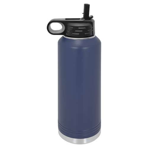 Polar Camel 40 oz Stainless Steel Water Bottle with Flip Top Lid and Straw (Navy Blue) - color: Navy Blue