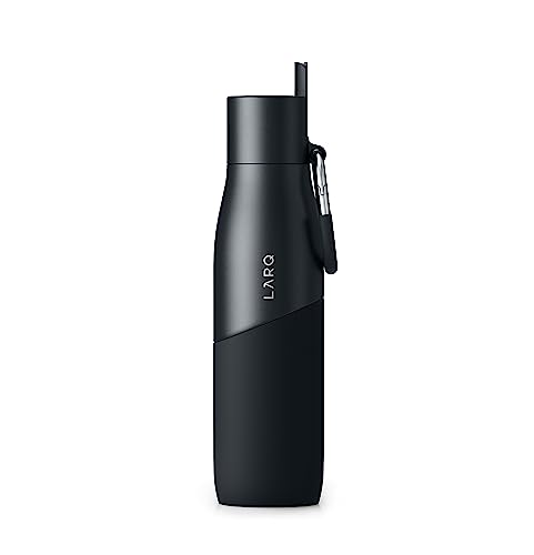 LARQ Bottle Movement Filtered - Lightweight Non-Insulated Stainless Steel Water Bottle BPA Free with Nano Zero Technology and Long-Lasting Filters, Black/Onyx, 24oz - color: Black/Onyx, size: 24 Ounces