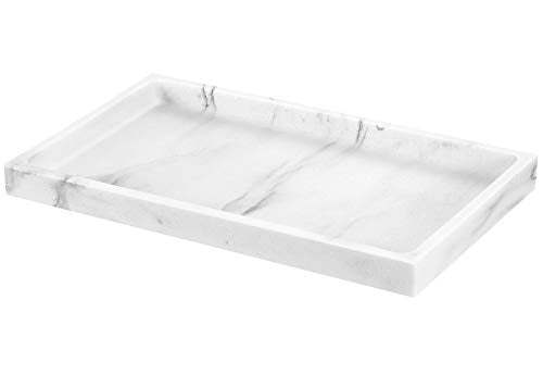 Luxspire Resin Bathroom Vanity Tray for Countertop Organizer, M, Gravel White - color: Gravel White, size: M
