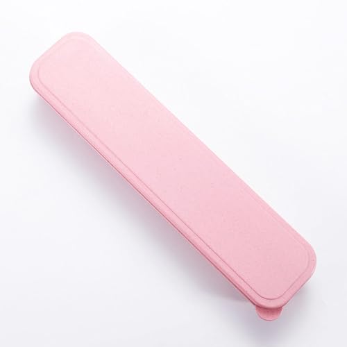 1Pcs Simple Utensil Holder with Lid, Reusable Utensils Wheat Straw Travel Cutlery Box，Portable Flatware Box Travel Tableware Storage Case, Simple Tableware Storage Box Case for Cutlery Kit (Pink) - color: Pink