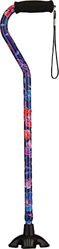 Nova Joy Designer Offset Quad Cane for Seniors - Unisex Adjustable Lightweight Walking Aid with Foam Handle, Wrist Strap and Anti-Rattle Lock - Essential Mobility Support - Maui Flowers - color: Maui Flowers