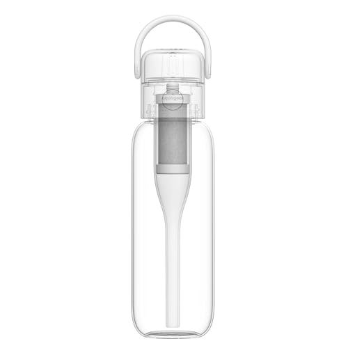 Aquagear Water Filter Bottle BPA-Free, 22oz Capacity, Removes Chlorine, PFOA/PFOS Forever Chemicals, 40 Gallon Filter Life, White - color: White