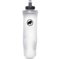 Mammut Soft Flask, Lightweight HydraPak Bottle, BPA/PVC-Free, High-Flow Silicone Bite Valve, Minimal Pack Volume, Freeze & Hot Water Safe for Trail Use, Transparent, 16.9 ounces, Logo 1
