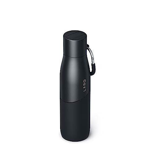 LARQ Bottle Movement Filtered - Lightweight Non-Insulated Stainless Steel Water Bottle BPA Free with Nano Zero Technology and Long-Lasting Filters, Black/Onyx, 24oz - color: Black/Onyx, size: 24 Ounces