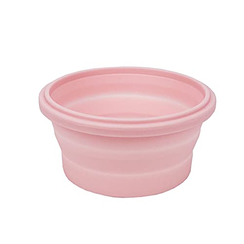 CCyanzi 3piece Round Collapsible Bowl with Lids, Silicone Food Storage Containers, Microwave & Freezer Safe, Space Saving for Kitchen Cabinet and Camping Backpack,(Pink) - color: pink