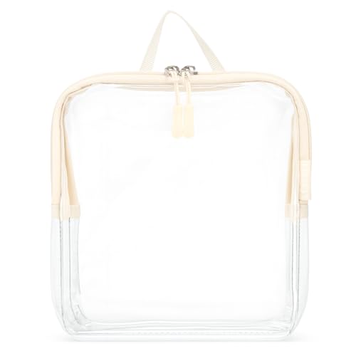 BORSALI TSA Approved Toiletry Bag, Cream with Handle - color: Cream