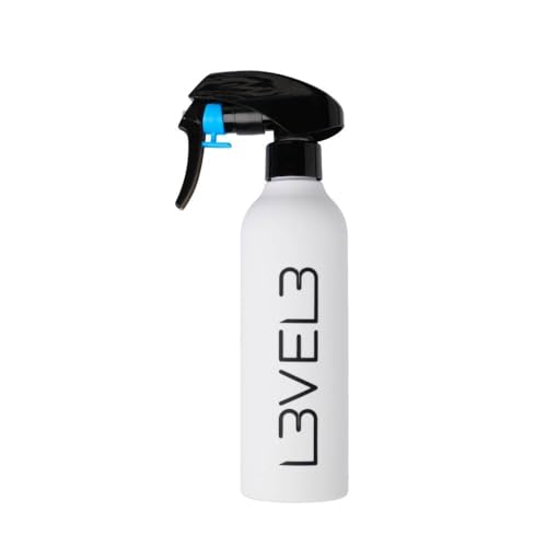 L3 Level 3 Rubberized Spray Bottle - Precise Action Mist Bottle for Effortless Hair Styling - Rubber Grip for Total Control - color: White