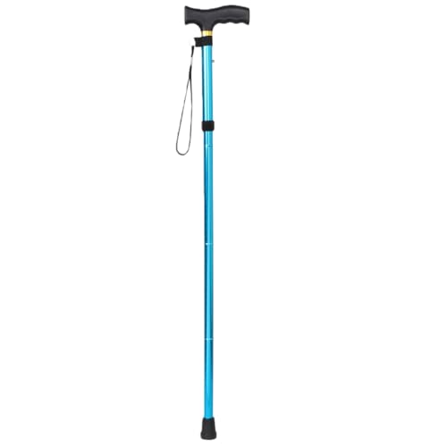Folding Lightweight Walking Stick - Adjustable Aluminum Metal Collapsible Travel Cane with Non-Slip Rubber Base - color: Upgraded-Blue