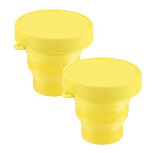 M METERXITY 2 Pack Collapsible Travel Cup, 5.7oz(170ml) Silicone Portable Foldable Water Cup Bottle for Travel/Camping/Hiking, Reusable [Yellow] - color: Yellow