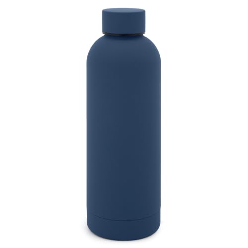 NOBL Stainless Steel Water Bottle 17 Oz, Double Wall Vacuum Insulated | Leak Proof, Sealed, Keeps Drinks Cold 24 Hrs, Hot 12 Hrs, 500 Ml, Fits NOBL Carry-On Cup Holder, Midnight Blue - color: Midnight Blue