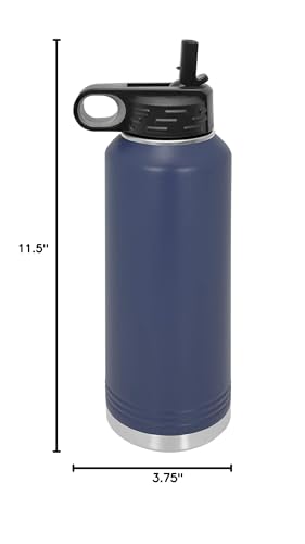 Polar Camel 40 oz Stainless Steel Water Bottle with Flip Top Lid and Straw (Navy Blue) - color: Navy Blue