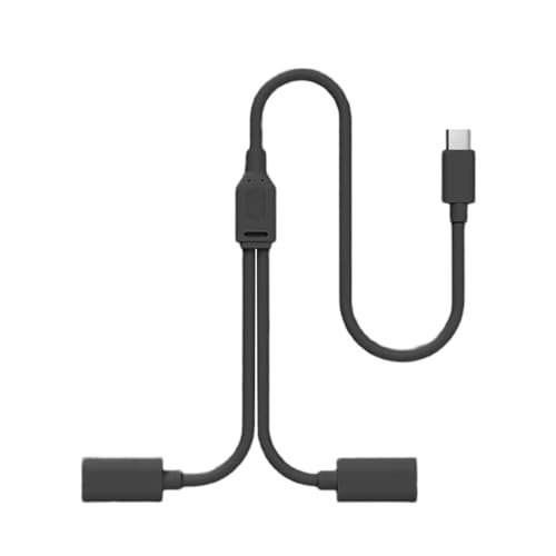 Type C Splitter Charging Cable for Solar Security Camera Power Cord 5V/0.5A/1A/2A Power Supply 480Mbps Data Transfer - color: Black