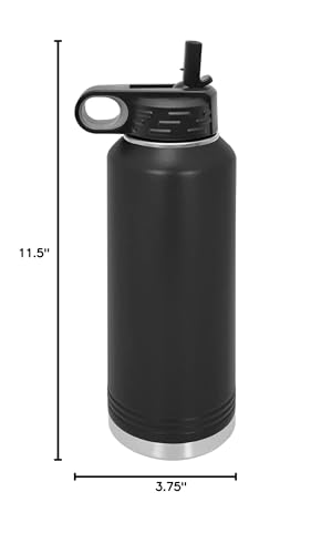 Polar Camel 40 oz Stainless Steel Water Bottle with Flip Top Lid and Straw (Black) - color: Black