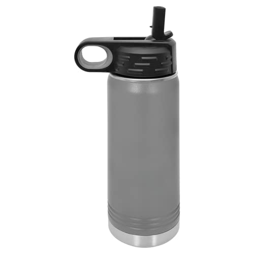 Polar Camel 40 oz Stainless Steel Water Bottle with Flip Top Lid and Straw (Dark Gray) - color: Dark Gray