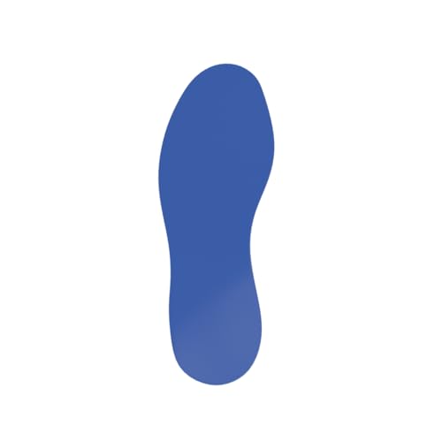 Footprints - 9.5in x 3.5in (25/Pack) Blue | Low profile, Traffic Resistant Adhesive Footprints for Aisles, Walkways & Evacuation Routes - color: Blue