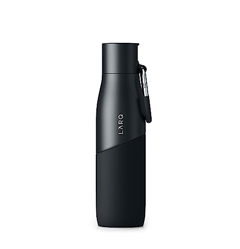 LARQ Bottle Movement Filtered - Lightweight Non-Insulated Stainless Steel Water Bottle BPA Free with Nano Zero Technology and Long-Lasting Filters, Black/Onyx, 24oz - color: Black/Onyx, size: 24 Ounces