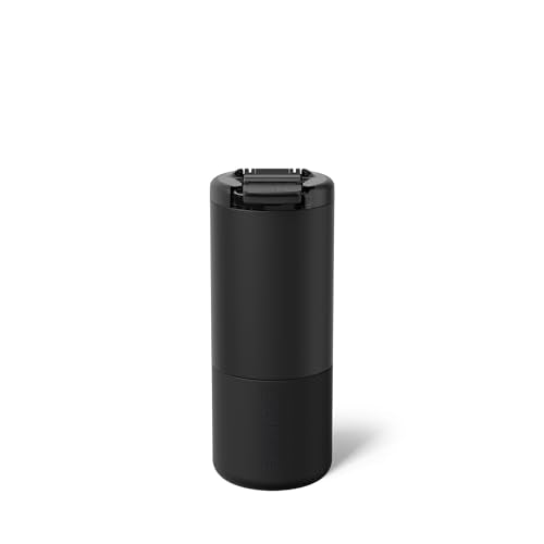 BrüMate Strova 18oz 100% Leakproof Insulated Coffee Mug | Ceramic-Lined Interior | Built-In Silicone Sleeve for Travel | Locking Flip Lid (Matte Black) - color: Matte Black