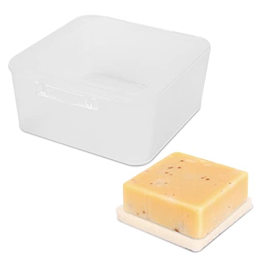 Square Travel Soap Container, Vonpri Soap Dish Shower Square Soap Holder Bar Soapbox Case Soap Saver for Bathroom Travel Gym Camping Outdoor (1Pc Clear)