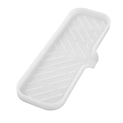 MicoYang Silicone Soap Dish with Drain Spout — Self-Draining Double Sink Organizer Tray for Kitchen & Bath, Dispensers, Sponges & Soap Holder, Non-Slip & Dishwasher Safe, Translucent (Large, 12"×4") - color: Translucent, size: L(12"×4")