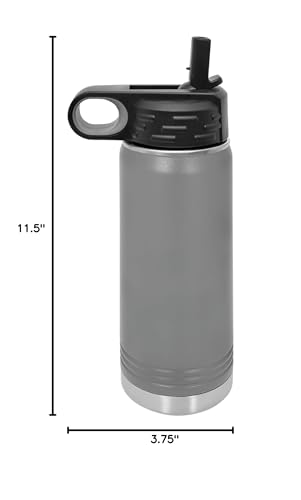 Polar Camel 40 oz Stainless Steel Water Bottle with Flip Top Lid and Straw (Dark Gray) - color: Dark Gray