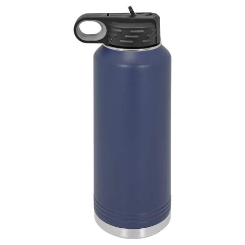 Polar Camel 40 oz Stainless Steel Water Bottle with Flip Top Lid and Straw (Navy Blue) - color: Navy Blue