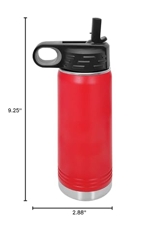 Polar Camel 20 oz Stainless Steel Water Bottle with Flip Top Lid and Straw (Red) - color: Red