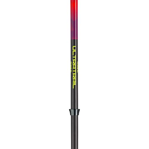 LEKI Ultratrail FX.One Superlite Trekking Poles | Carbon, Foldable, Ultralight Trail Running & Hiking Sticks - color: Bright Red-Violet-Neonyellow, size: 130 cm