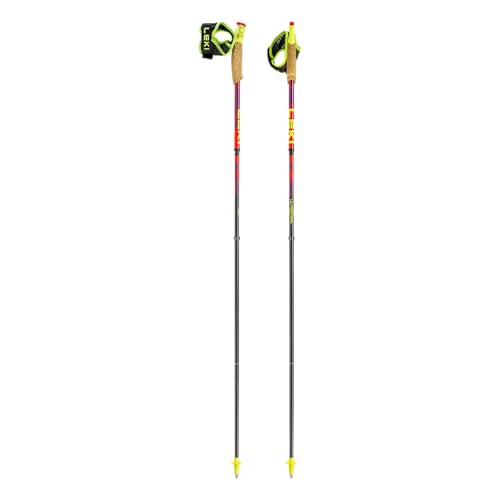 LEKI Ultratrail FX.One Superlite Trekking Poles | Carbon, Foldable, Ultralight Trail Running & Hiking Sticks - color: Bright Red-Violet-Neonyellow, size: 115 cm