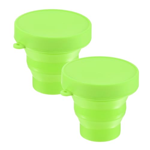 M METERXITY 2 Pack Collapsible Travel Cup, 5.7oz(170ml) Silicone Portable Foldable Water Cup Bottle for Travel/Camping/Hiking, Reusable [Green] - color: Green