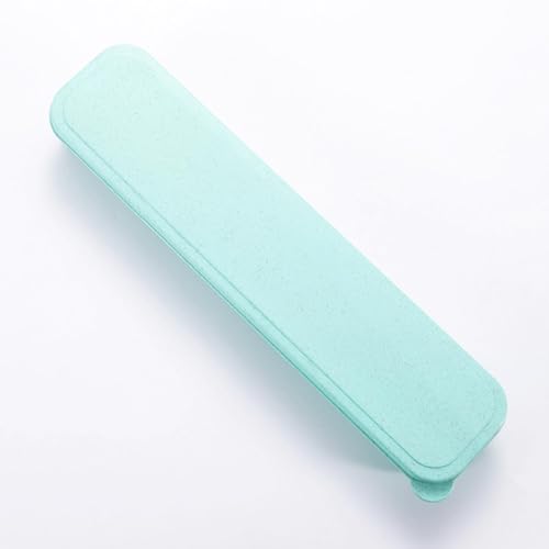 1Pcs Simple Utensil Holder with Lid, Reusable Utensils Wheat Straw Travel Cutlery Box，Portable Flatware Box Travel Tableware Storage Case, Simple Tableware Storage Box Case for Cutlery Kit (Green) - color: Green