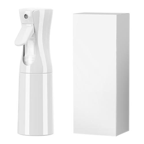 (White Hair Mister Spray Bottle，Spray Water Bottle Fine Mist Refillable Plants（6.8OZ /200ML） Barber，Showering Pets, Plants, travel, Ironing and Cleaning ﻿ ﻿ ﻿(Continuous Spray) - color: White