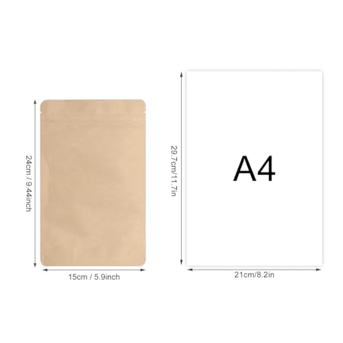SumDirect Kraft Stand Up Pouches - 100 Pack Self-Sealing Zipper Food Storage Reusable Bags with Foil Lined for Home or Business (6X9.4 Inch,100PCS) - size: 6X9.4 Inch,100PCS