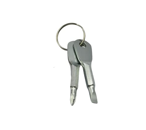 Mini Pocket Repair Hand Tool Portable Screwdriver Set Keychain Outdoor Tool Kit Stainless Steel Keyring Black+Silvery 1pc (Gray) - color: Gray