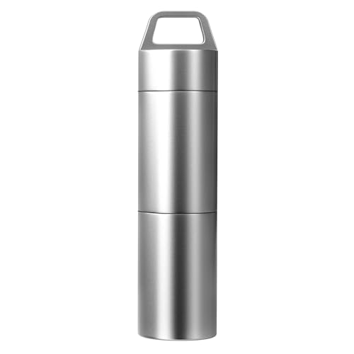 Small Pill Case (2 Compartments Design), Portable Metal Pill Holder Keychain Waterproof Pill Box Container Mini Stainless Steel Pill Organizer for Travel Purse Pocket - size: Medium