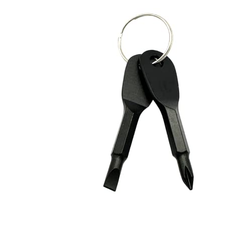 Mini Pocket Repair Hand Tool Portable Screwdriver Set Keychain Outdoor Tool Kit Stainless Steel Keyring 1pc (Black) - color: Black