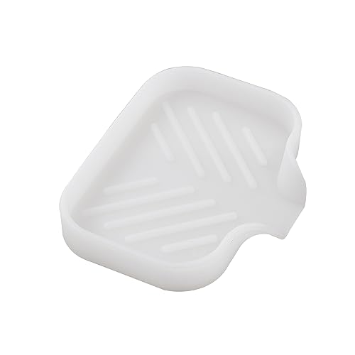 MicoYang Silicone Soap Dish with Drain Spout, Self-Draining Sink Organizer Tray for Bathroom & Kitchen, Sponges, Dispensers & Soap Holder, Non-Slip & Dishwasher Safe, Translucent (Compact, 4.9"×3.2") - color: Translucent, size: S(4.9"×3.2")