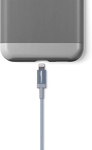 Amazon Basics USB-A to Lightning Cable, Apple MFi Certified, Nylon Braided Cord, Fast Charging, Durable, Sturdy, 3 Foot, Dark Gray - color: Dark Gray, size: 3 Feet, style: 1-Pack