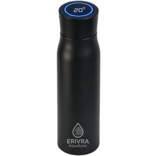 AquaSync Smart Self-Cleaning Water Bottle 17oz Vacuum Insulated Stainless Steel with UV-C Light Technology LED Temperature Display & USB-C Rechargeable Battery