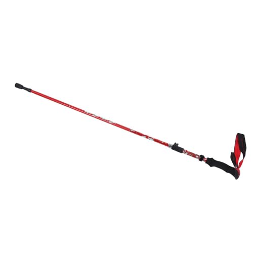 Adjustable Collapsible Trekking Pole – Lightweight Aluminum Alloy Hiking Walking Stick with Quick Lock for Adults & Seniors, Foldable - color: Red