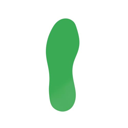 Footprints - 9.5in x 3.5in (25/Pack) Green | Low profile, Traffic Resistant Adhesive Footprints for Aisles, Walkways & Evacuation Routes - color: Green