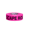 NO Adhesive, Presco PresGlo Printed Roll Flagging Tape, 1-1/2 in. x 50 yds. (Neon Pink/Black Escape Route)
