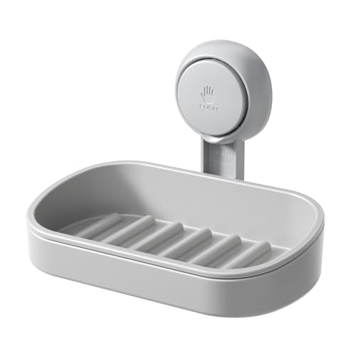 LEVERLOC Soap Holder, Soap Dish for Shower, Suction Cup Bar Soap Holder - style: 1 tier Grey